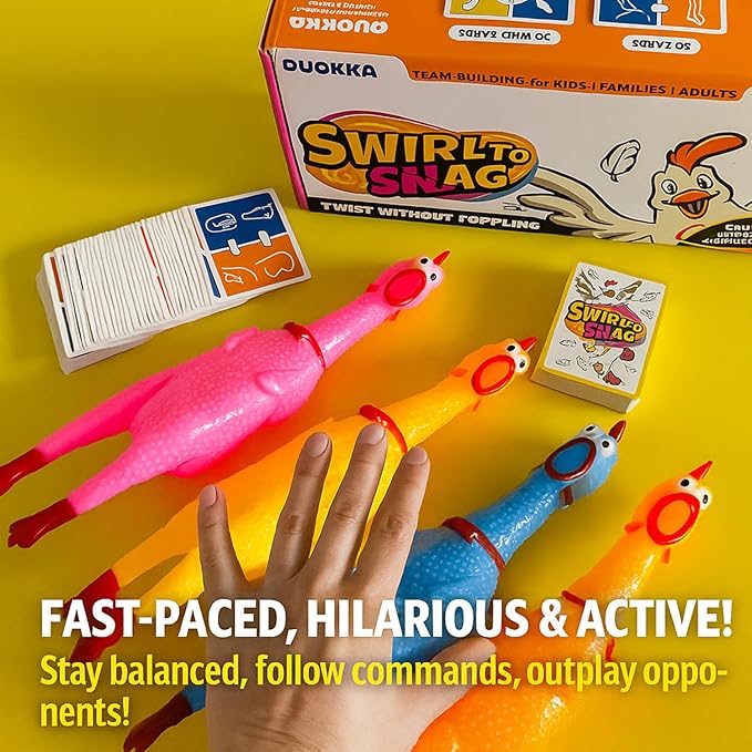 QUOKKA Fast-Paced Challenge with Chickens, Color Bracelets & 100 Cards – Outrageous Group Game for Game Night, House Parties & Grown-Up Chaos – A New Take on a Classic Floor Games