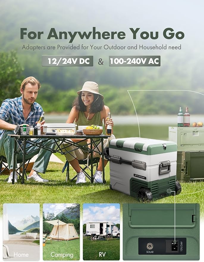 A-Premium 12 Volt Refrigerator 57QT/54.2L Portable Car Fridge Cooler, -4°F~68°F Separated Zone Portable Freezer APP Control with 12/24V DC & 110/240V AC Adapter,for Travel Car Camping Truck Roadtrips