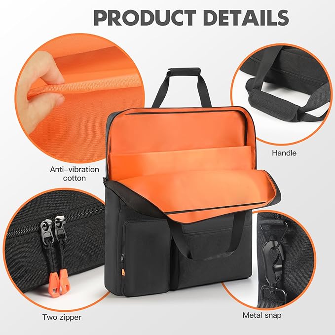 Padded Solar Panel Carrying Case Compatible with Jackery SolarSaga 100W 100X 200W,Travel Solar Panel Storage Bag for 2 Battery Panels Fits for ZOUPW 100W 110w 200w with Multi-Pockets & Shoulder Strap