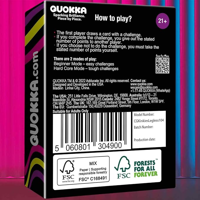 QUOKKA Card Games for Adults Let?™s Get Legless ??Adult Games for Party Game Night - Hilarious Challenge with 104 Tasks for Fun Parties and Board Games Night - Easy Rules - Replayable Fun