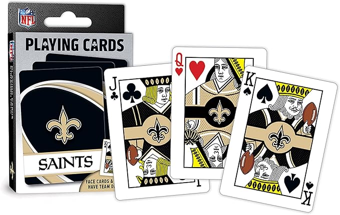 MasterPieces - NFL Playing Cards, Officially Licensed New Orleans Saints Football Deck, Family Games for Adults and Kids, Standard Index