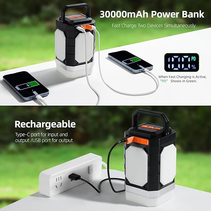 Sinvitron Camping Lantern Rechargeable??0,000mAh Portable Camping Lights, QC3.0 Fast Charging,1000 Lumens,350H Runtime,IPX5 Waterproof Emergency Light for Hurricanes,Power Outages,Camping
