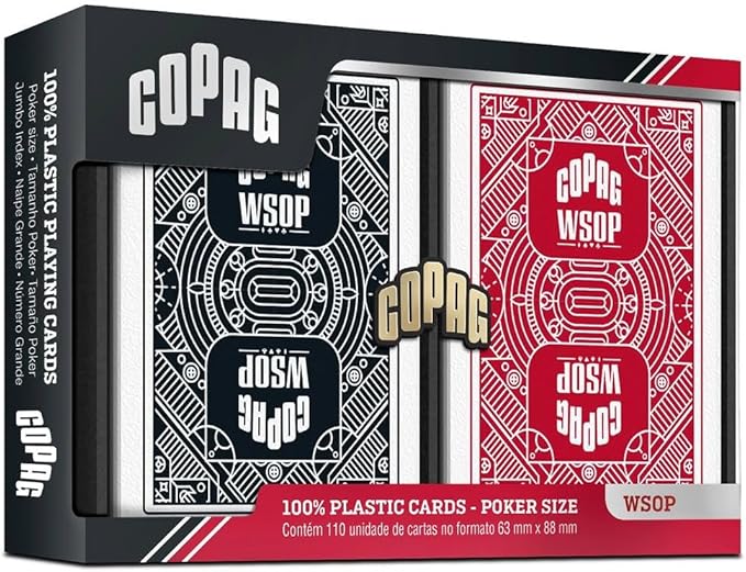 Copag WSOP 100% Plastic Playing Cards - Standard Size (Poker) Jumbo Index Black/Red Double Deck Set