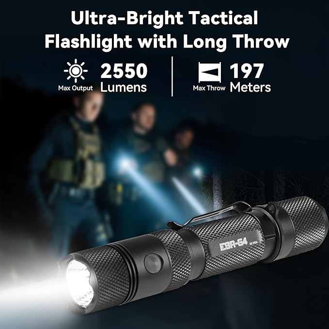 PowerTac E9R G4 Tactical Flashlight ??2550 Lumen Rechargeable LED Flashlights with Magnetic & USB Charging, Super Bright IPX8 Waterproof Light for Emergency, Camping, and EDC