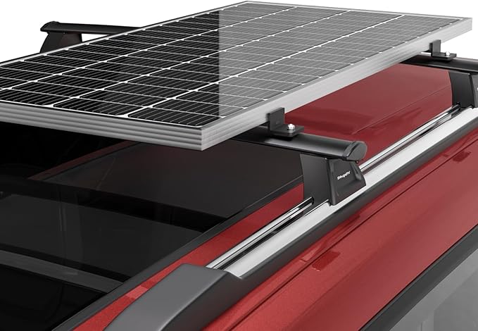 BougeRV Solar Panel Mounting Kit - Fits Auto Cross Bars with T-Track, Secure 100-200W Solar Panels, Heavy Duty Roof Rack Mounting Brackets