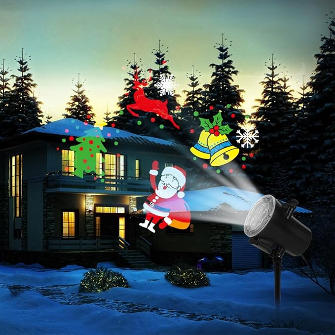 Christmas Holiday Projector Lights Outdoor,FLEVO LED Halloween Projector Lights,16 HD Slides Decorative with Remote Control,IP65 Waterproof for Halloween Xmas Party Garden Landscape Decoration