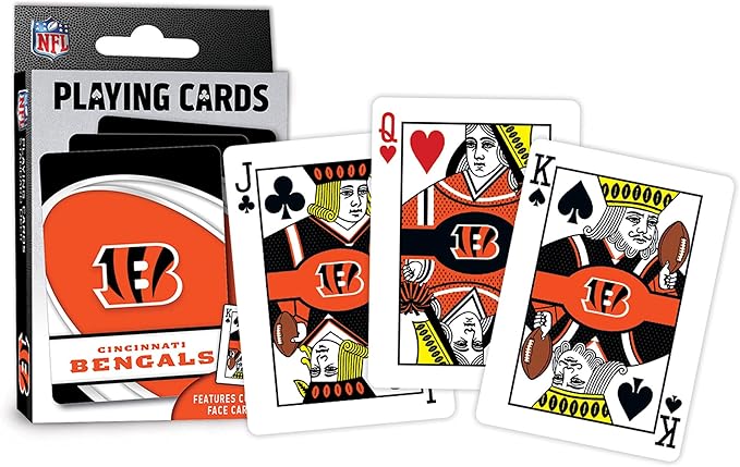 MasterPieces - NFL Playing Cards, Officially Licensed Cincinnati Bengals Football Deck, Family Games for Adults and Kids, Standard Size