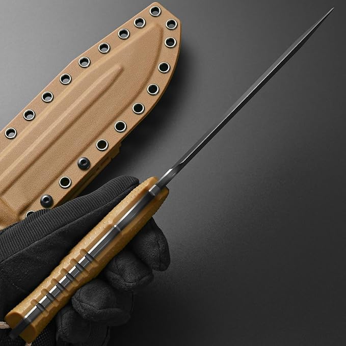 GTK2 Fixed Blade Knife AUS-10 Steel Blade Nylon Fiberglass Handle Full Tang EDC Tool Knifes for Outdoor Camping Survival Adventure Bushcraft (brown)