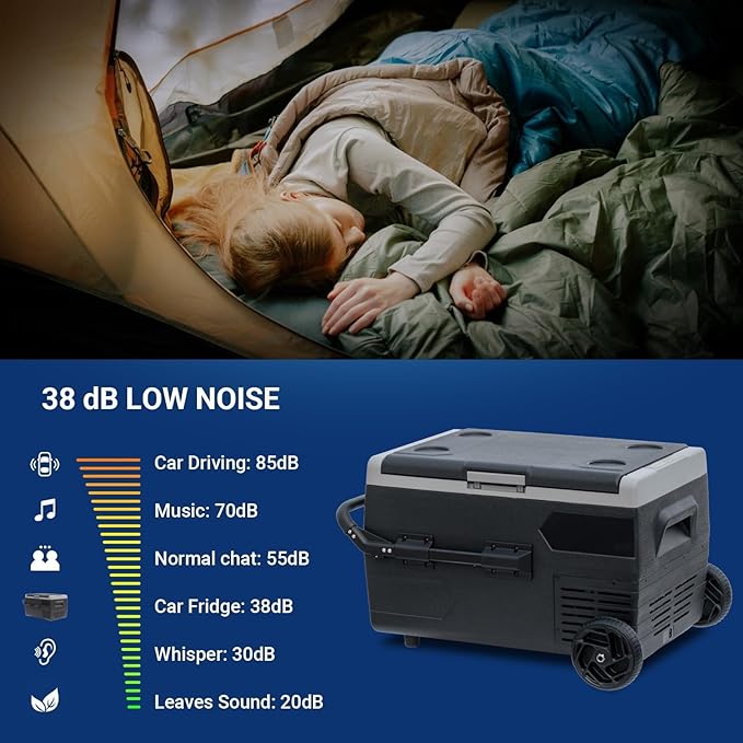 Smad Electric Cooler, 12 Volt Refrigerator, 53QT(50L) 12V Compressor Cooler -4?~50?, 12V Fridge 12/24V DC, Portable Freezer with Wheels for Camping, Travel, Truck, Home