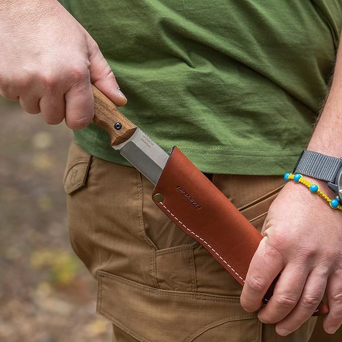 BPSKNIVES HK6 - Handmade Stainless Steel Knife - Fixed Blade Full Tang Bushcraft Knives - Scandinavian Camping Hunting Knife With Leather Sheath - Utility Outdoor Knives