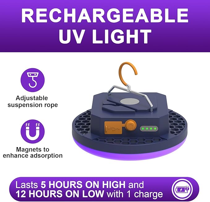 2pcs Camping Lamp 10000mAh Rechargeable 3000LM Tent Camping Light, 24Hours Long Play Time , Outdoor Night Market Night Fishing Lantern (UV)