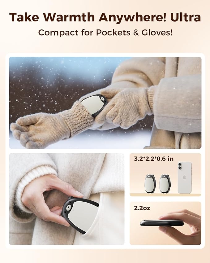 SWEETFULL Hand Warmers Rechargeable ??Cute Bear, 2 Pack Magnetic Hot Hands, Reusable Electric Pocket Heater, Great Gift for Daughter, Kids, Wife, or Bestie, Portable for Outdoor & Camping