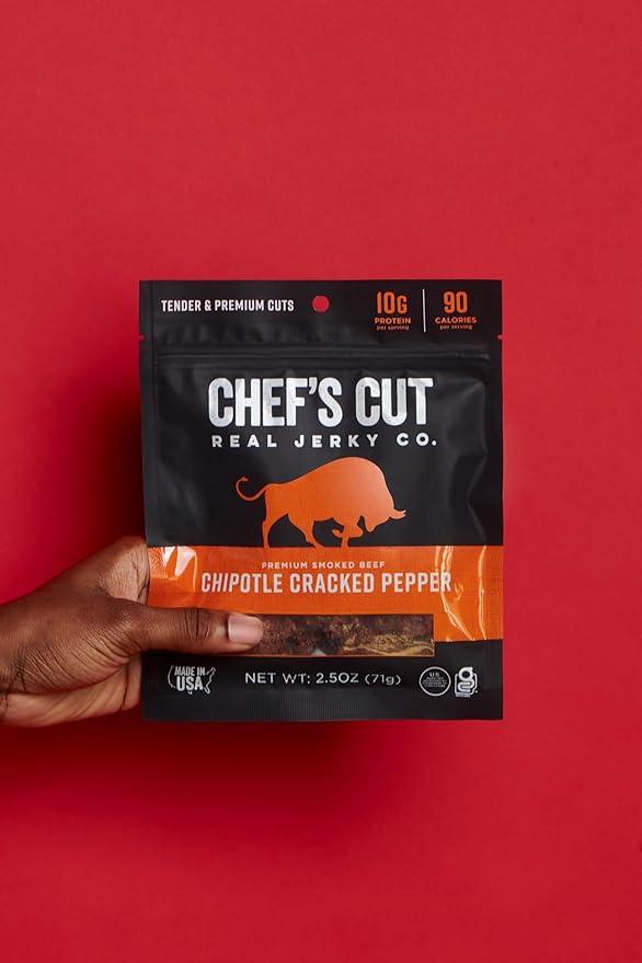 Chef's Cut Real Steak Chipotle Cracked Pepper Jerky, 2.5 Ounce (4 Pack)