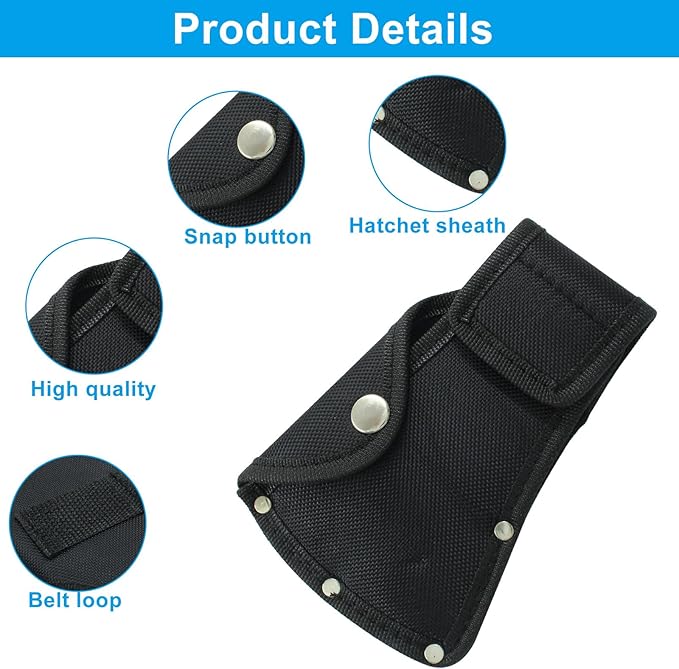 Hatchet Head Sheath Holster, Black Axe Head Cover for 1-1/4lb Axe, Double Snap Hatchet Blade Protector for Outdoor Hiking