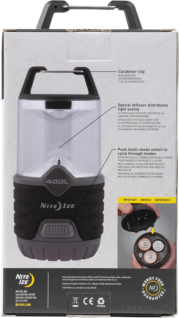 Nite Ize Radiant 400 Lantern, Radiant 400 Lumen Lantern for Camping Or Emergency Preparedness, Black