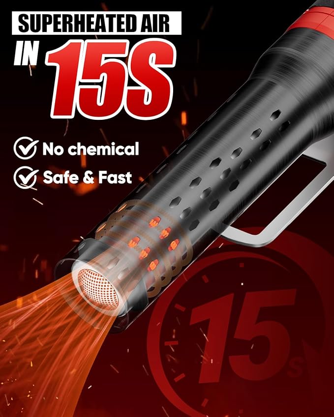 1500W Electric Charcoal Starter with 10ft Cable, 60S Rises to 1100℉ Fire Lighter with Air Blower for Grill, BBQ, Wood Burning Fireplaces, Chemical Free Heated fire starter with Gloves Included