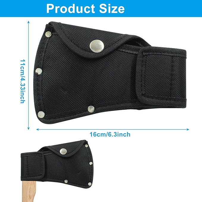 Hatchet Head Sheath Holster, Black Axe Head Cover for 1-1/4lb Axe, Double Snap Hatchet Blade Protector for Outdoor Hiking