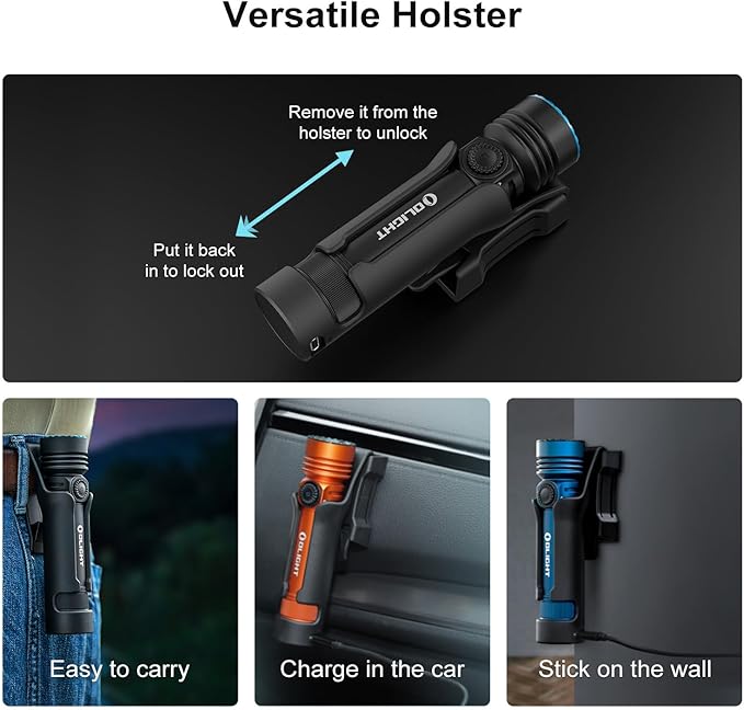OLIGHT Seeker 4 Pro Rechargeable Flashlights, 4600 Lumens High Powerful Bright Light with USB C Holster, Waterproof IPX8 for Emergencies, Camping, Searching (Matte Black Cool White)