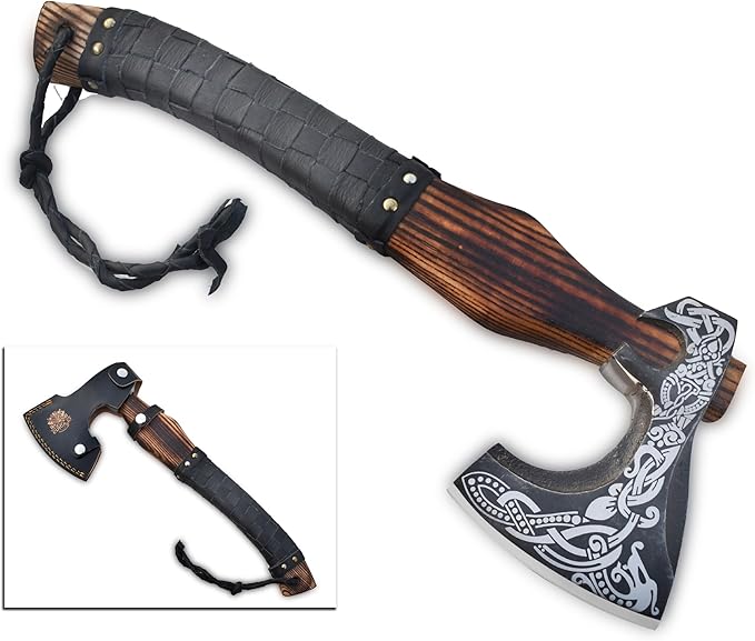 | Exquisite Handmade Viking Axe - Ideal for Collectors & Enthusiasts | Authentic, Artisan-Crafted | Medieval Styled Axe with Durable and Robust High Carbon Steel (GC-AX05)