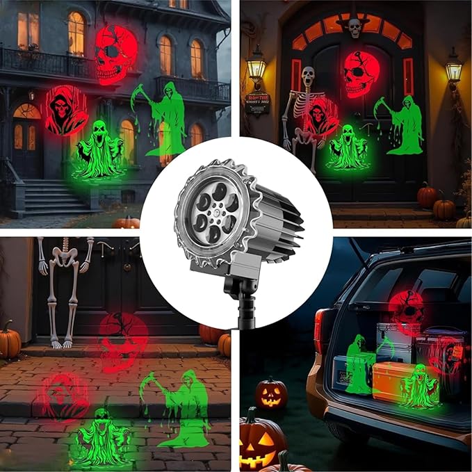 Halloween Ghost Projector Lights Outdoor - 3D Indoor Dynamic Skull Decoration, Waterproof,Víspera de Todos Los Santos