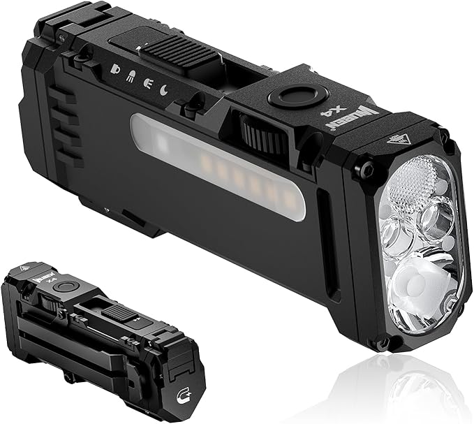 WUBEN X4 EDC Rechargeable Flashlight with RGB Light 1500 Lumens Mini Multifunctional Flashlight with Tactical Switch&Magnetic, IP68 Pocket Clip USB C Flat Flashlight for Camping, Checking, Emergencies