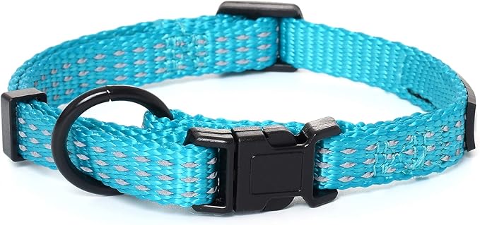 Mile High Life Dog Collar, Nylon Reflective Dog Collars w Pull D-Ring, Light Weight Puppy Collars, Hanger Dog Collars for Large Dogs(Green, Small)