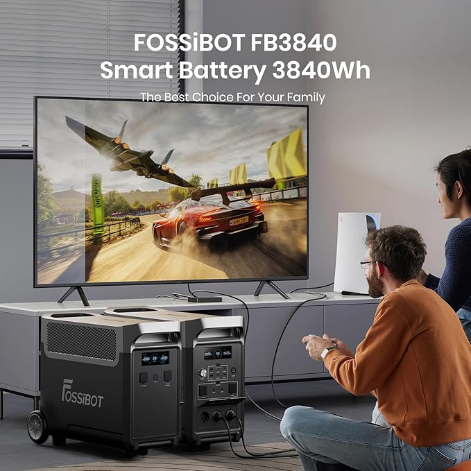 FOSSiBOT FB3840 LiFePO4 upgraded version 3840Wh Capacity Expandable Up to 11520Wh Power Station, Quick Charge, Additional Battery for Home, Emergency Power, Camping Trips Travel,RV