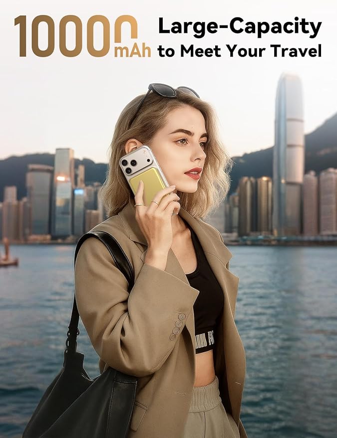 Magnetic Portable Charger, 10000mAh Power Bank, 20W Fast Charging for Magsafe Battery Pack, Travel Essential Wireless Charger Compatible with iPhone 17/16/15/14/13/12 Pro/Max/Air/Plus Series, Samsung