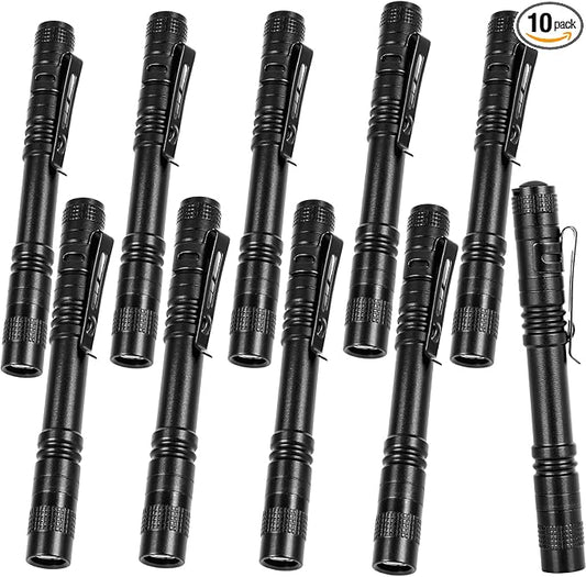 Pen Light Flashlight 10Pcs, LED Small Mini Pen Lights for Home, Emergency, Handheld Pocket Flashlights with Clip for Outdoor/Camping/Daily Lighting, IPX4 Waterproof Inspection Pen Flashlights