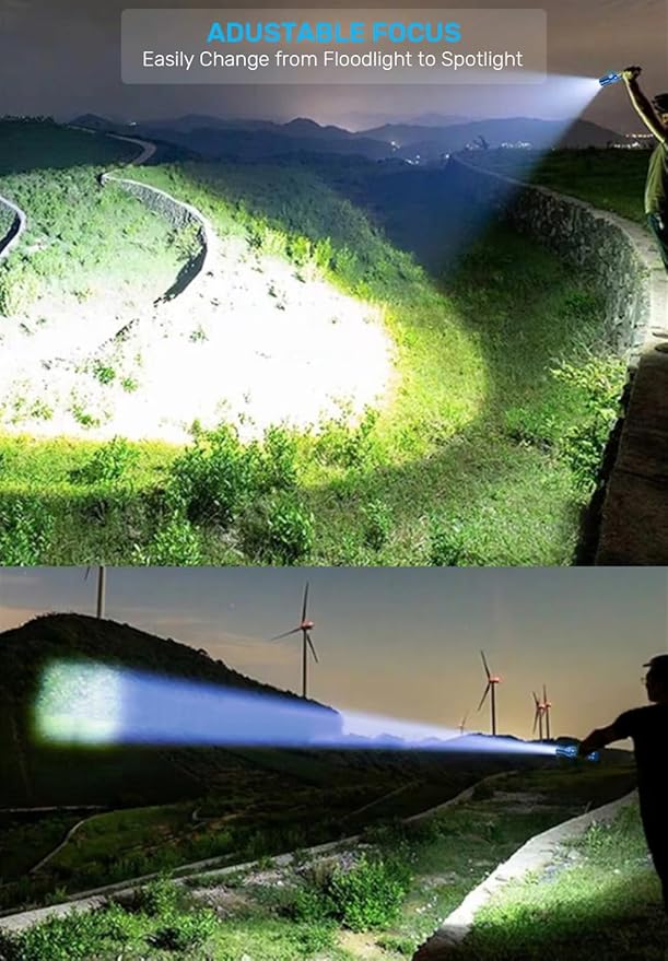 Rechargeable LED Flashlights, Magnetic Flashlight Super Bright Tactical Flashlight with SideLight,USB Rechargeable,Zoomable,Waterproof Best Small Flashlight for Camping, Emergency Blue