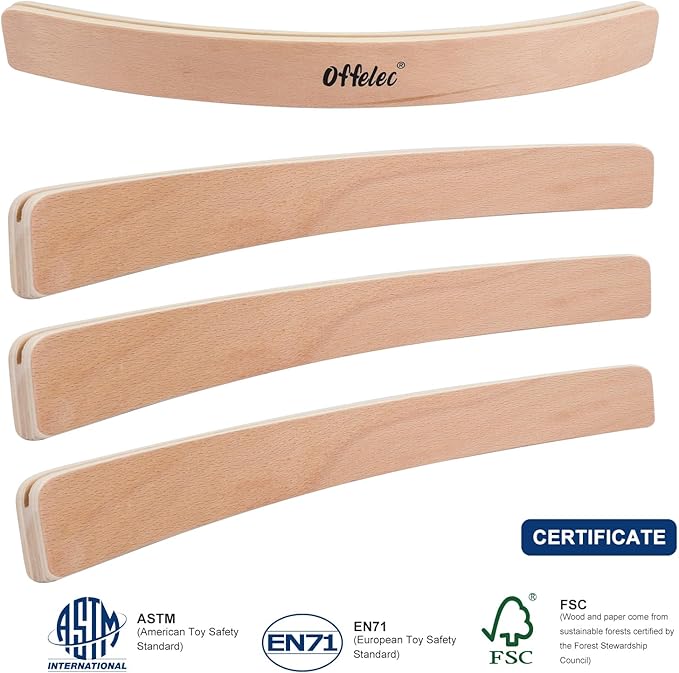 Set of 4 Playing Card Holders - Holds Standard Size Cards - Wooden Curved Playing Card Holder Racks Tray Set for Kids Adults Seniors, Non Slip Wood Card Deck Holders for Strategy Card Games