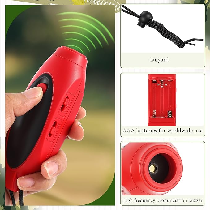 1 Set 125db Electronic Bear Horn with Compass & Thermometer for Hiking Loud Air Horn to Scare Bears Self Defense for Hiking Outdoor Emergency Camping Protection (4.72×1.5 Inch, Red)