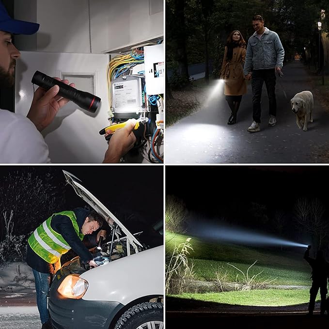 Lepro LED Tactical Flashlight, LE3000 High Lumen Streamlight Torch, 5 Lighting Modes, Zoomable, Water Resistant, Adopted by Osram P9 LED, Powered by AA Battery, for Camping, Running, Emergency