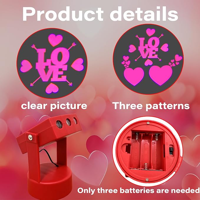 Valentine Decorations Projector Lights for Home,3 Themes Holiday Projector Valentine’ Day House Decoration Light Show