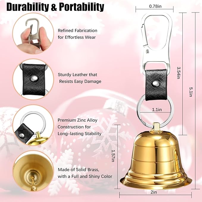2PCS 2" Loud Bear Bell with Whistle Set for Hikers Solid Brass Emergency 3 in 1 Bear Bells for Hiking Outdoor Camping Bear Protection Products for Survival Biking Fishing Climbing Self Defense Gear