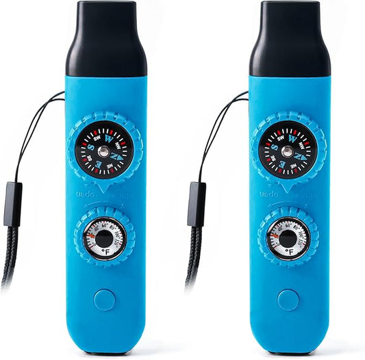 Emergency Survival Safety Whistle,Whistle for Kids with Lanyard,Compass,Thermometer,Ideal for Kayaking, Boating, Hiking, Camping, Climbing