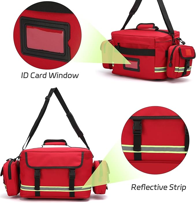 Medical Bag Empty First Aid Bag Home Health Empty First Aid Storage with Two Detachable Side Bags Emergency Responder Trauma Bag for Nursing Student,Therapist,Doctors