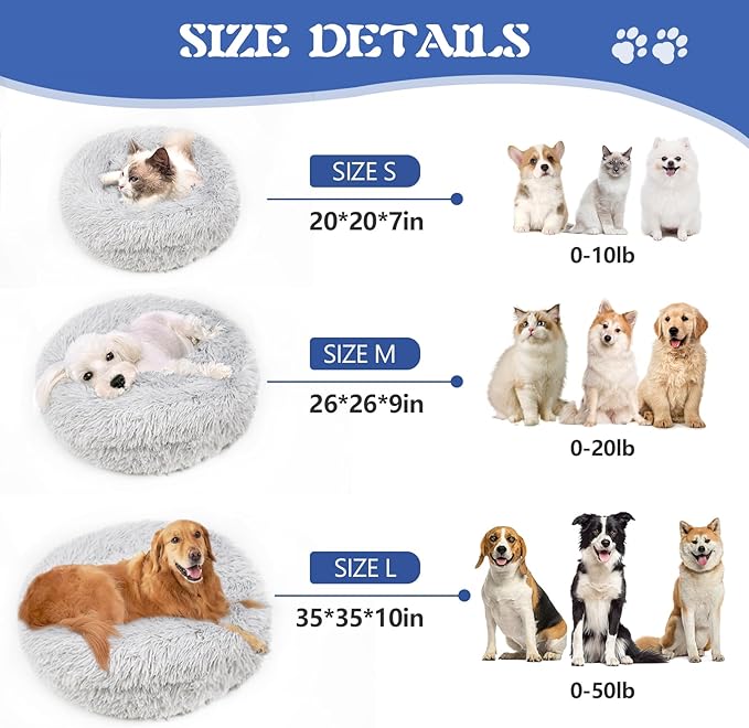ShinHye Round Plush Fluffy Hooded Cat Bed Cave, Cozy for Indoor Cats or Small Dogs, Waterproof Bottom, Washable