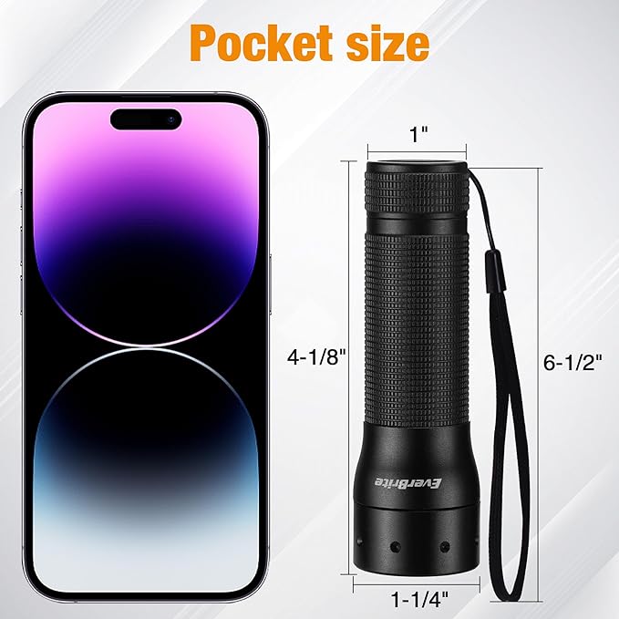 EverBrite Mini LED Flashlight, Zoomable High Lumens 350LM, 3 Modes, 3AAA Batteries Included, Compact Handheld Flash Light for Camping, Emergency, Home ??Black