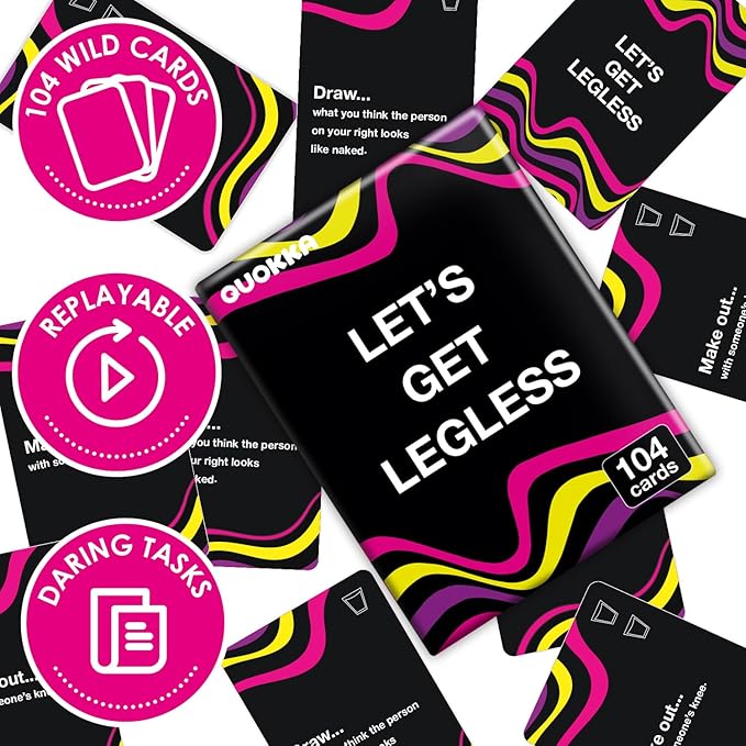 QUOKKA Card Games for Adults Let?™s Get Legless - Spicy Adult Games for Party Game Night with 104 Hilarious Dares & Risky Questions, Inappropriate Challenges to Spice Up The Night, Only 21+