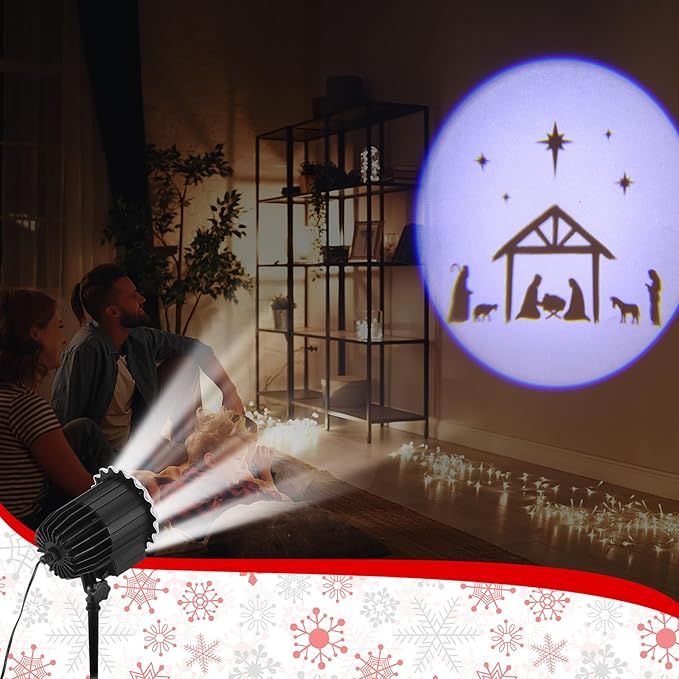 Tuanse Christmas Nativity Outdoor Projector Nativity Scene Projector Light LED Flood Light Holiday with Stars for Christmas Party Garden Landscape Decoration