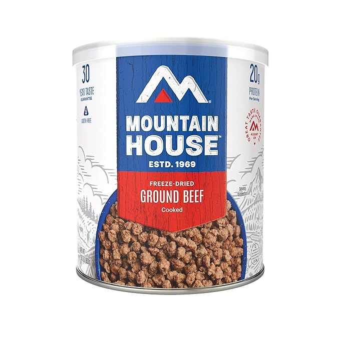 Mountain House Freeze-Dried Protein Pack Sampler ??6 Cans | Diced Chicken, Diced Beef & Ground Beef | 102 Total Servings | Cooked, High-Protein Emergency Food | 30-Year Taste Guarantee | Made in USA