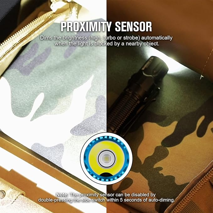 OLIGHT Warrior 3S 2300 Lumens Rechargeable Tactical Flashlight, Compact Dual-Switches LED Bright Light with Proximity Sensor, Powered by Customized Battery for Emergency, EDC and Searching (Black)