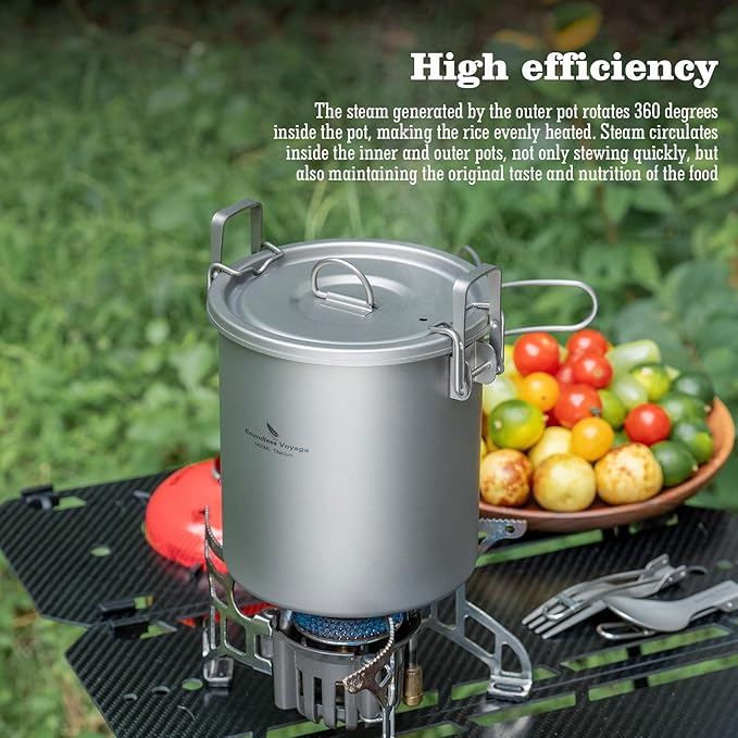 Boundless Voyage Titanium Rice Cooker Camping Cooking Pot Ultralight Camping Cookware Set for Kitchen, Hiking, Picnic, Travel Ti-2093