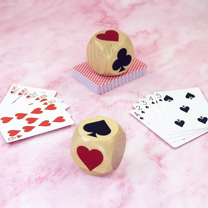Marker Dice Euchre Pinochle Bridge Playing Cards Poker Whist Cards Markers Dice Euchre Cube Card Deck Marker Game Dice Wooden Indicator for Euchre Pinochle Bridge Enthusiasts (2 in) (2 Pcs)