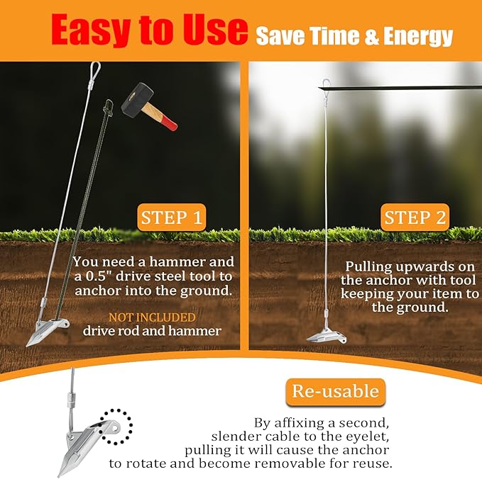 30 Inch Earth Anchors,1000LBS Ground Earth Anchors for Trapping ,Securing Camping Tentsï¼?Sheds ,Swing Set Green House Easy to Use (20 Pack)