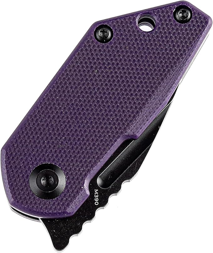 KANSEPT RIO Mini Pocket Folding Knives EDC Camping Folding Knife 1.56'' Black Stonewashed M390 Blade Pocket EDC Knife with Purple G10 Handle Everyday Carry K3044A5