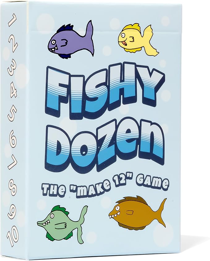 Fishy Dozen "Make 12 Game" - 2 Player Addition Practice Game for 1st, 2nd, 3rd, 4th Grade Ages 7+ - Builds Confidence With Numbers and Improves Strategic Thinking - Math Card Game For Kids and Adults
