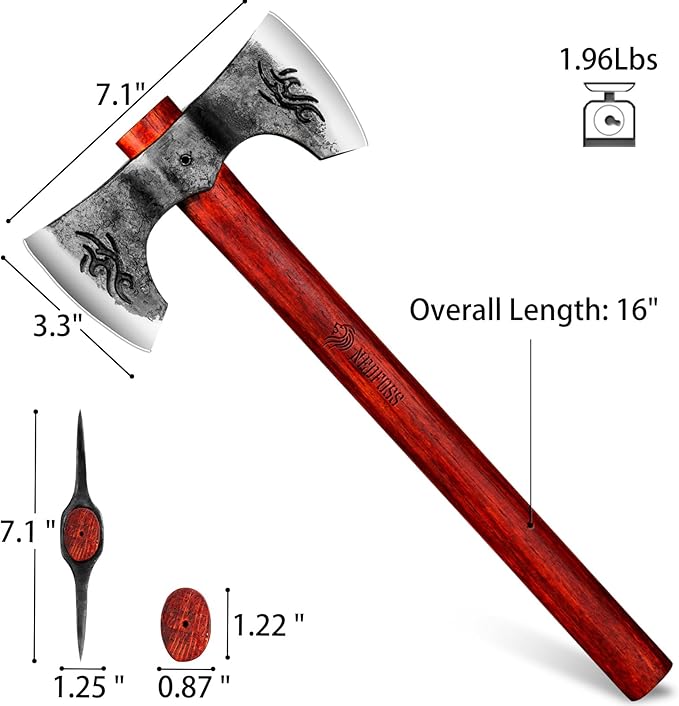 NEDFOSS Thor 16" Throwing Axe 2 Pack, Professional Throwing Axes and Tomahawks. Perfect for Axe Throwing Game for Backyard, Recreation, Competition, Gifts for Men Women(2pcs)