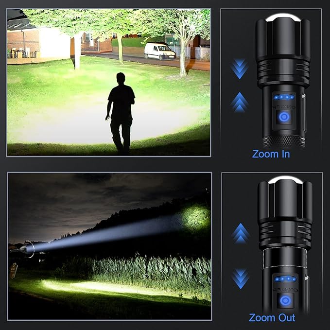 Rechargeable Flashlights High Lumens, Led Flashlight 99,000 Lumens Bright Flash Light with 7 Modes, Flashlights for Camping, Home, IPX7 Waterproof (2 Pack)